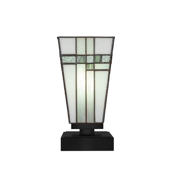 Unbranded Quincy 8.5 in. Matte Black Accent Lamp with Glass Shade