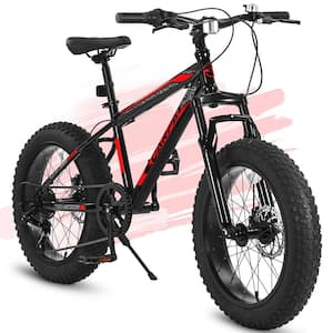 20 in. Teenagers' Bike 7 Speed Mountain Bike with Wide Fat Tire for Age 8-12