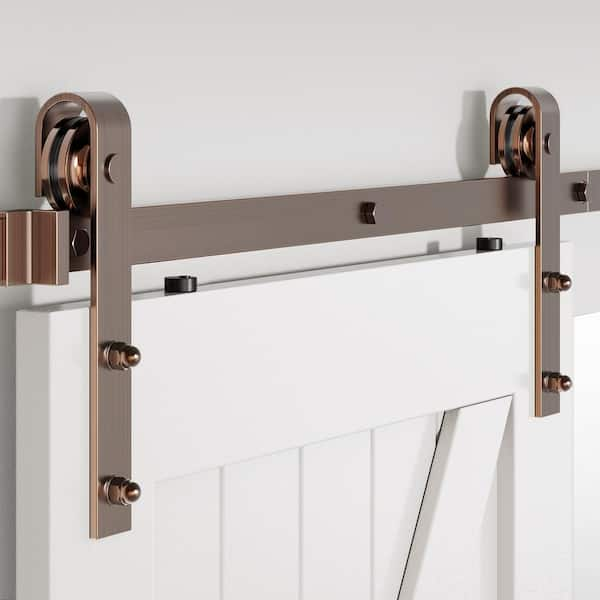 Quiet Glide 78-3/4 in. Soft Close Satin Brass Sliding Barn Door Hardware  and Track Kit NT140009W06SC - The Home Depot