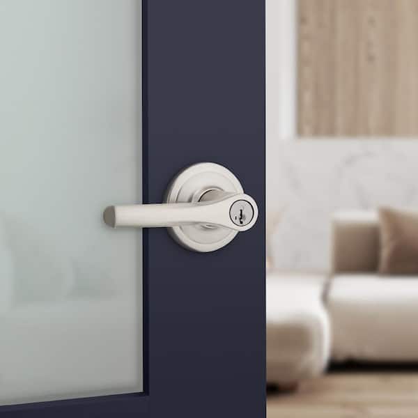 Henley Satin Nickel Keyed Entry Door Handle Featuring SmartKey Security