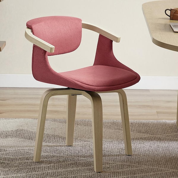 Lucky-Angel APOLLO Pink Velvet Tufted Round Swivel Accent Chair