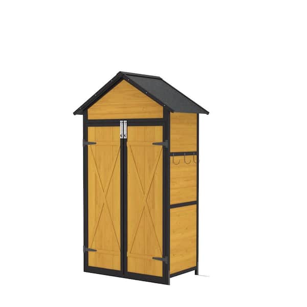 33.85 in. W x 22.63 in. D x 68.11 in. H Brown Wood Outdoor Storage