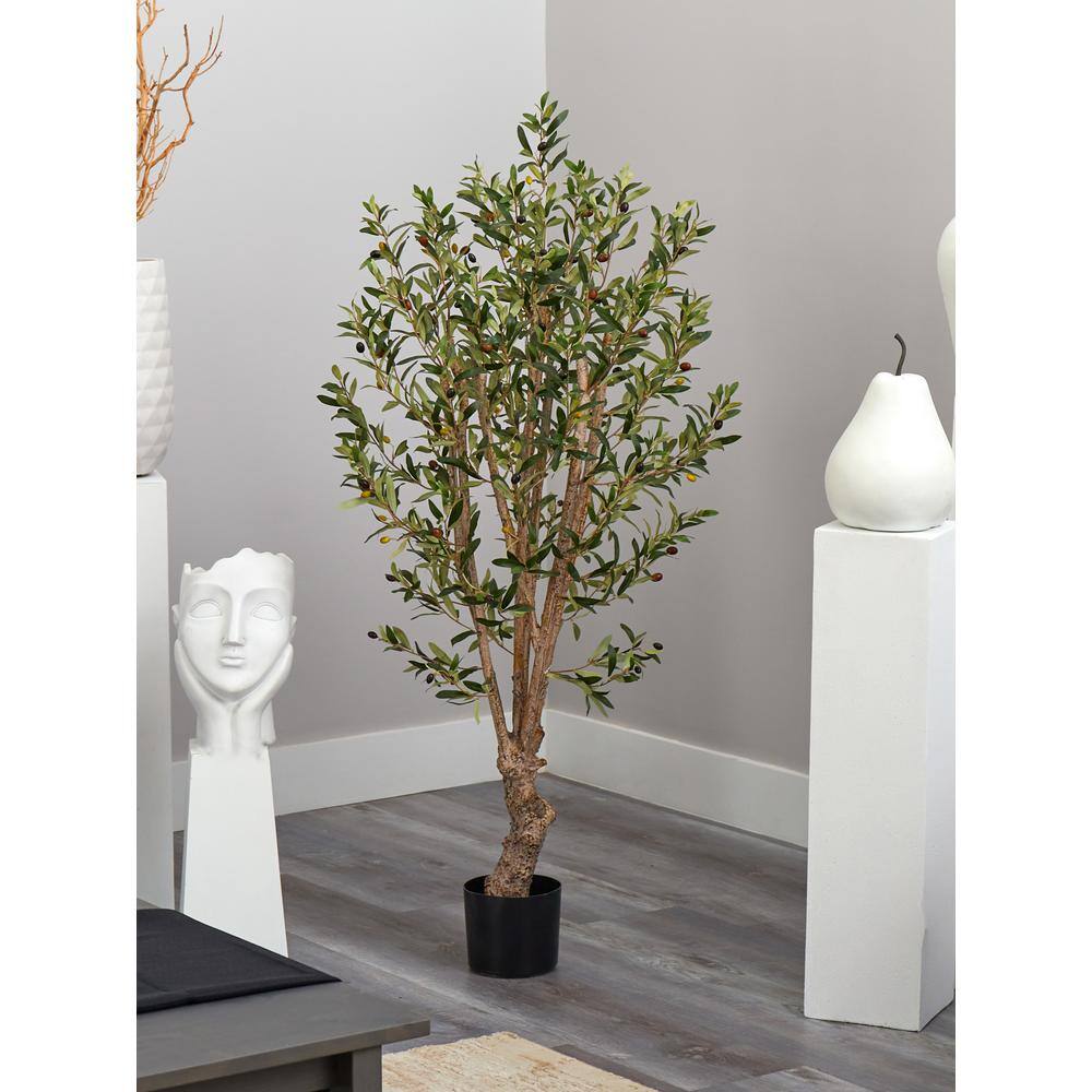 Mediterranean Elegance 5' Silk Olive Tree with Lush Leaves
