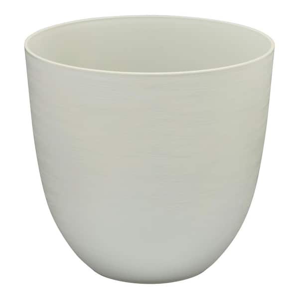 Vigoro 11 in. Over Cloud White Plastic Planter