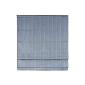 Colm Indigo Blue Cordless Basketweave Polyester Room Darkening Roman Shade 31 in. W x 64 in. L