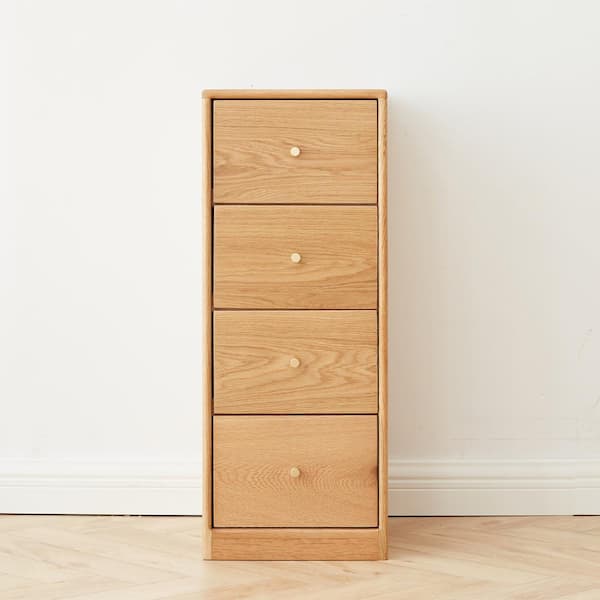Noble House Umbralex Modern Natural Oak 4-Drawer 11.81 in. Wide Chest of Drawers, Solid Wood