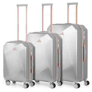 Pleasant View Nested Hardside Luggage Set with 8-Wheel Spinner in Silver, 3 Piece - TSA Compliant