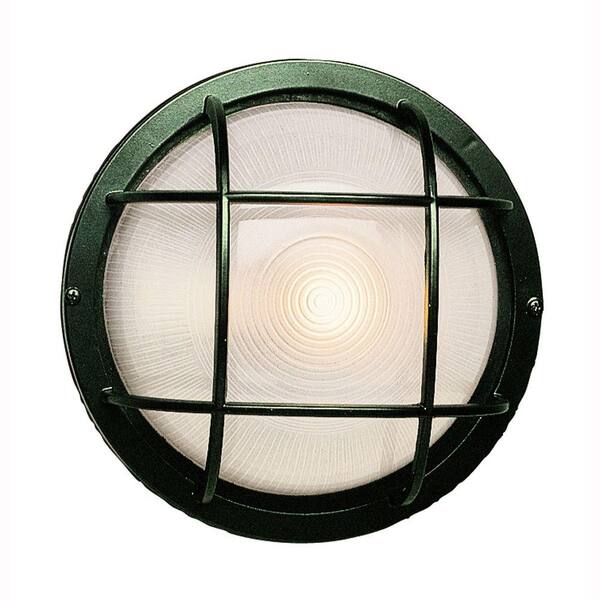Bel Air Lighting Bulkhead 1-Light Outdoor Verde Green Wall or Ceiling Mounted Fixture with Frosted Glass
