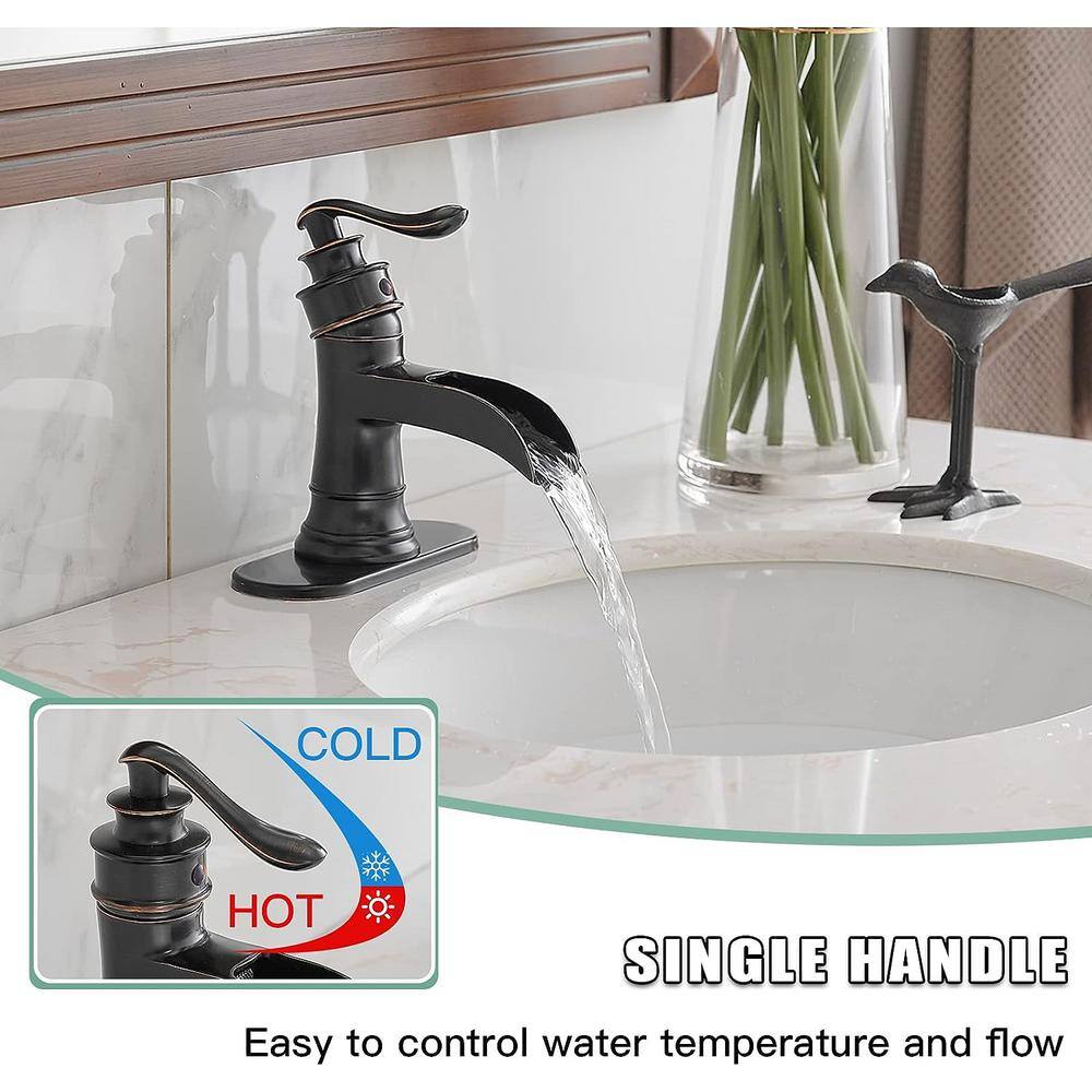 Oil Rubbed Bronze Single-Handle Waterfall Bathroom Faucet