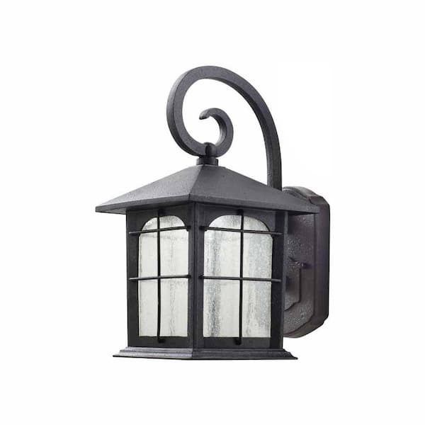 Home Decorators Collection Brimfield 12 75 In Aged Iron Led Outdoor Wall Lamp With Clear Seedy Glass Shade Y37029aled 292 - Home Decorators Collection Medium Exterior Wall Lantern Brimfield
