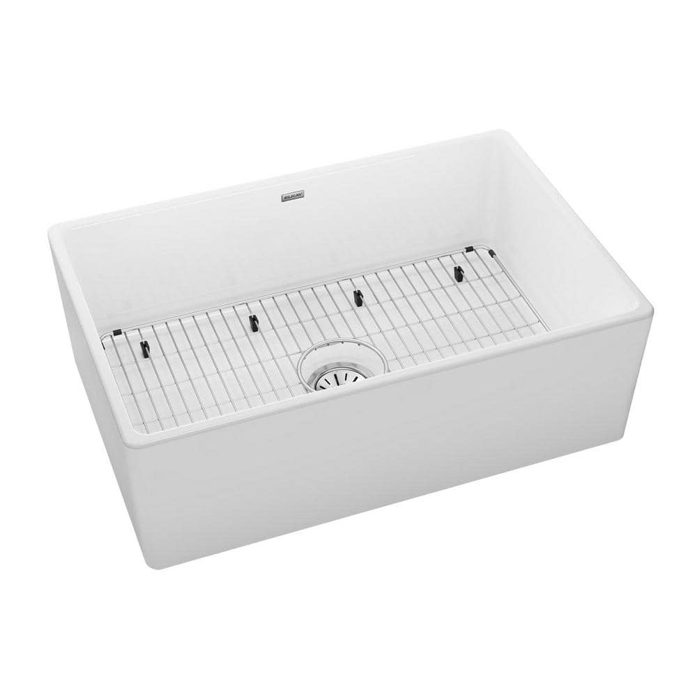 Elkay White Fireclay 30" Farmhouse Kitchen Sink