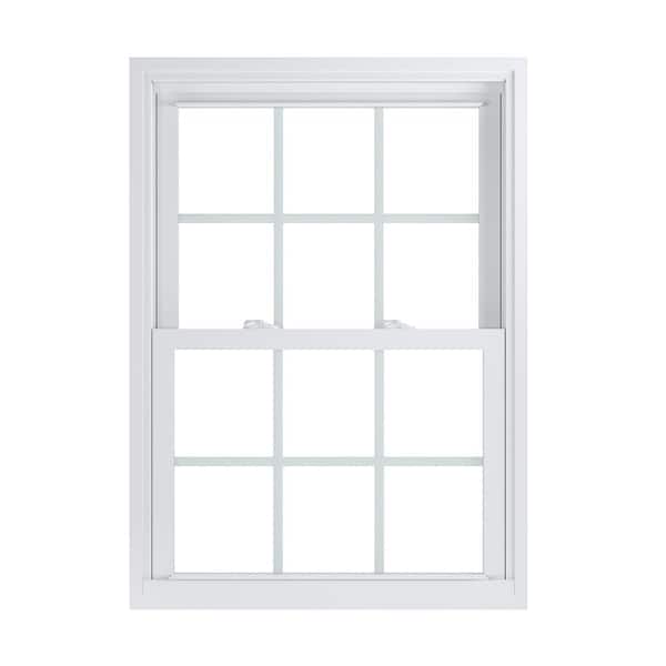 American Craftsman 29.75 in. x 41.25 in. 70 Pro Series Low-E Argon PS Glass Double Hung White Vinyl Repl Window with Grids, Screen Incl
