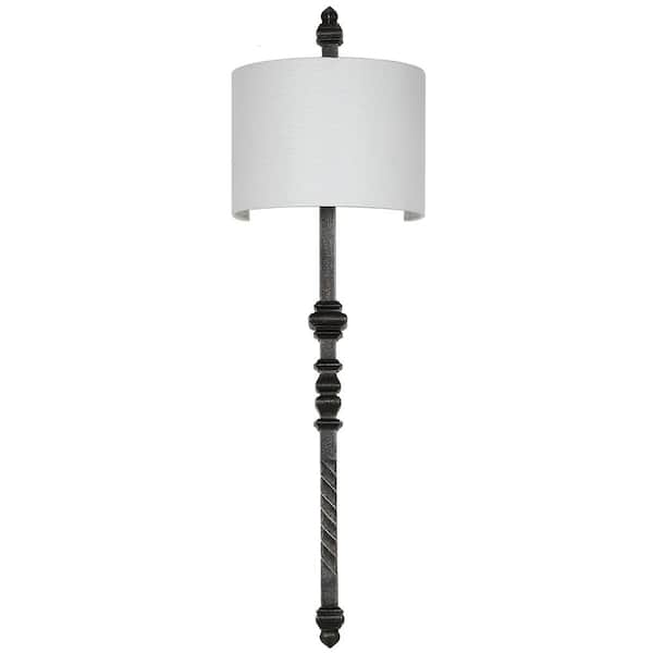 SAFAVIEH Covington 1 in. 1-Light Silver Black Wall Indoor Sconce with White Shade