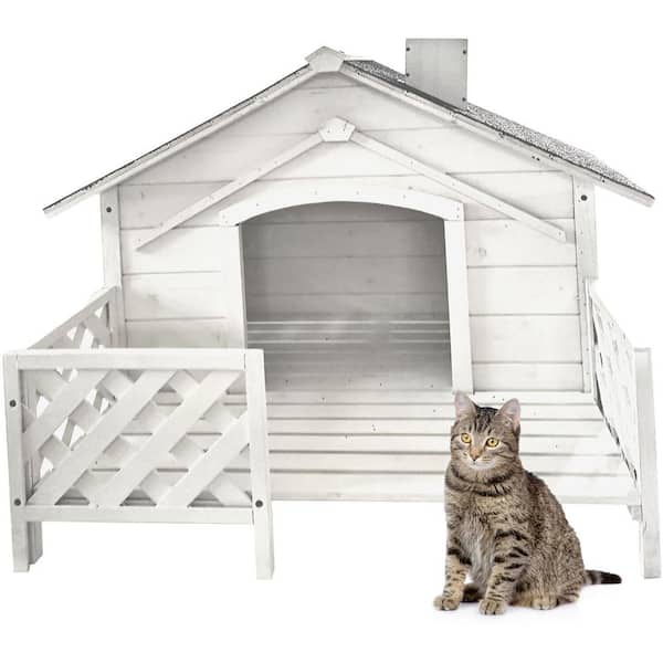 White 27 in. Tall Outdoor Raised Pet House with Porch CSDHOUSEPRC