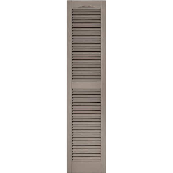 Builders Edge 15 in. x 64 in. Louvered Vinyl Exterior Shutters Pair in #008 Clay