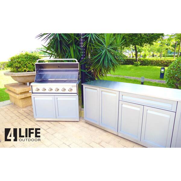 4 Life Outdoor Stainless Steel Insert Bbq Grill 40x35x23 5 In Kitchen Cabinet Base With Powder Coated Doors Gray G40004 The Home Depot 4 Life Outdoor Stainless Steel Insert, Outdoor Kitchen Grill Insert