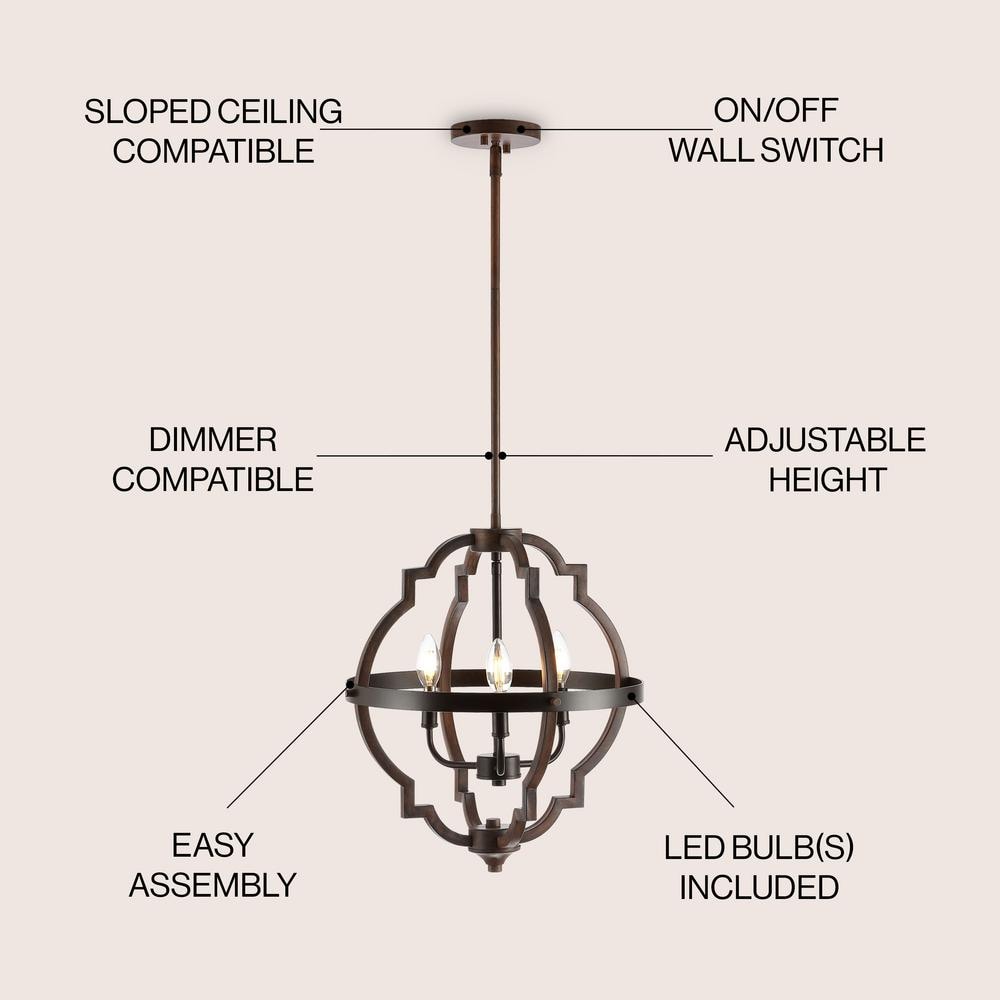 Rustic French Country 58" Adjustable LED Pendant in Oil-Rubbed Bronze