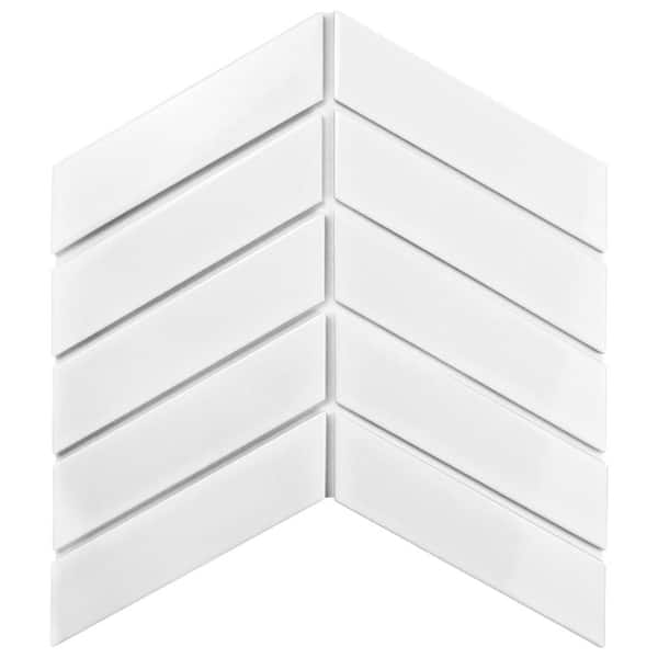 Merola Tile Metro Soho Chevron 1-3/4 in. x 7 in. Glossy White Porcelain Floor and Wall Tile (1 sq. ft. / pack)
