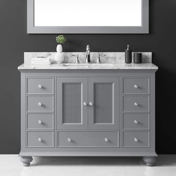 Aerin 47.4 in. W x 21.73 in. D x 32.68 in. H Bath Vanity Cabinet without Top in Taupe Grey
