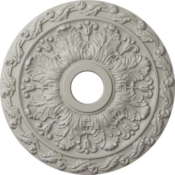 Ekena Millwork 1-1/4 in. x 19-7/8 in. x 19-7/8 in. Polyurethane Spring Leaf Ceiling Medallion, Pot of Cream