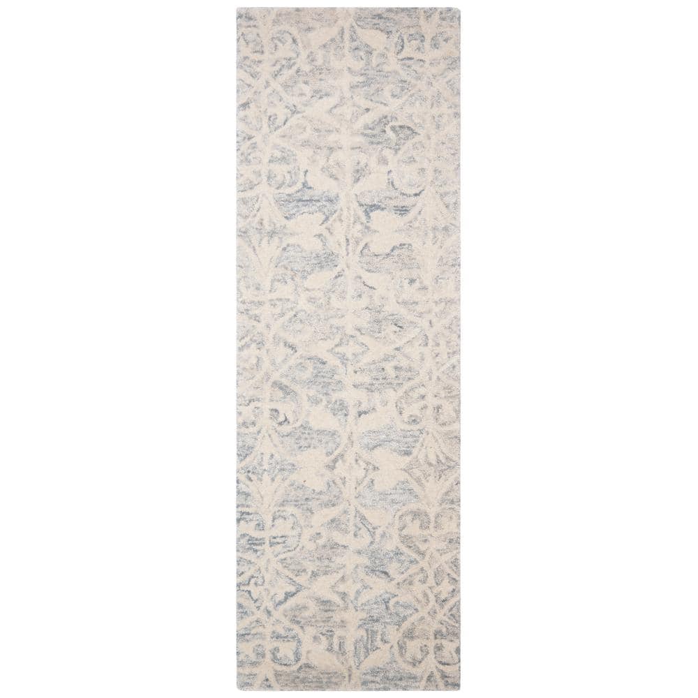 Handmade Gray Wool Tufted Area Rug, 2'-3" x 7'