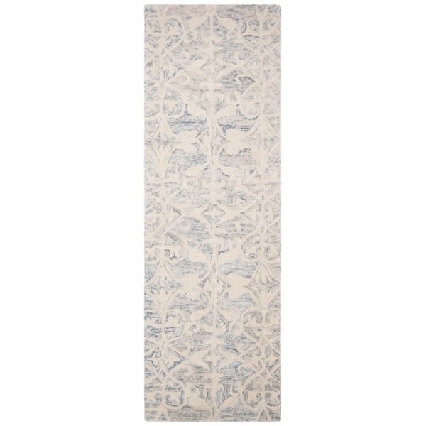 SAFAVIEH Chatham Light Gray/Ivory 2 ft. x 7 ft. Floral Distressed Runner Rug