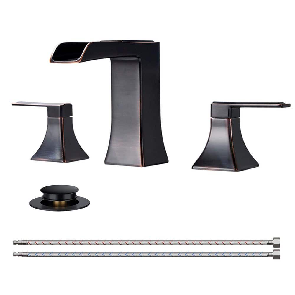 8 in. Widespread Double-Handle Bathroom Faucet with Pop-Up Drain 3-Hole Vanity Sink Faucet Spout in Oil Rubbed Bronze price history on PriceWatchPro