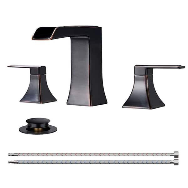 Forious pro 8 in. Widespread Double-Handle Bathroom Faucet with Pop-Up Drain 3-Hole Vanity Sink Faucet Spout in Oil Rubbed Bronze