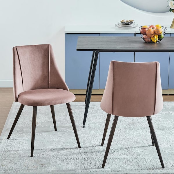 Homy Casa Smeg Rose Velvet Upholstered Side Dining Chairs(Set of 2 ...