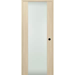 18 in. x 80 in. Right-Hand Full Lite Frosted Glass Solid Composite Core Loire Ash Wood Single Prehung Interior Door