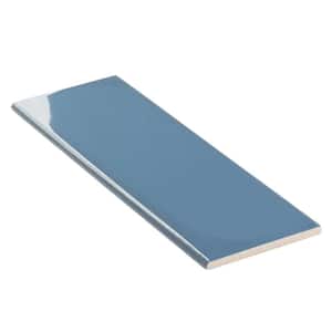 Remington Blue 3.93 in. x 11.81 in. Polished Porcelain Wall Bullnose Tile