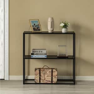 12 in Modern Display Metal Console Table with Open Shelf, for Dining, Entryway and Hallway, Black