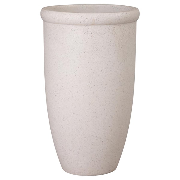 Emissary 15.5 in. L x 27.5 in. H White Terrazzo Round Planter