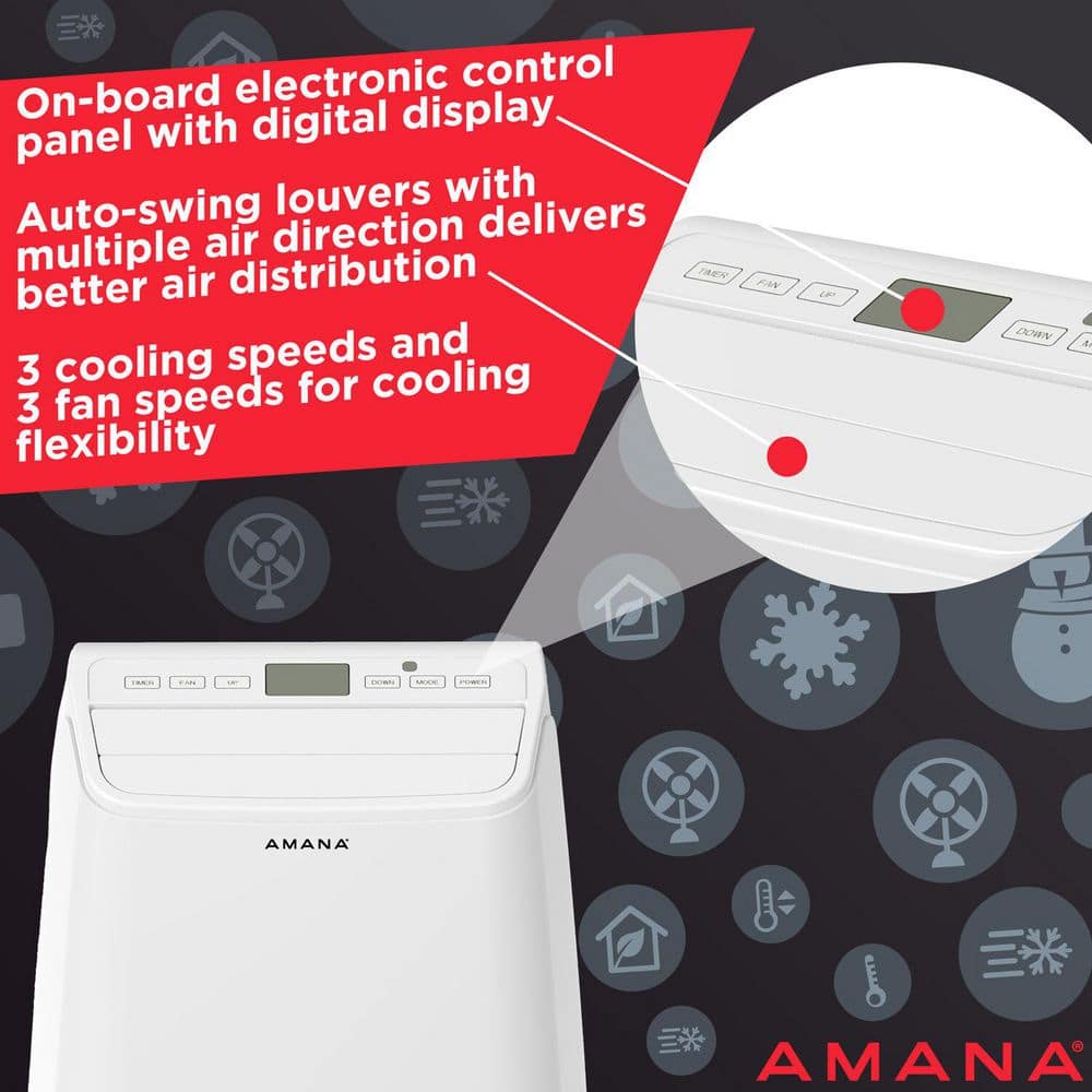 Amana 9000 BTU White Portable Air Conditioner with Remote