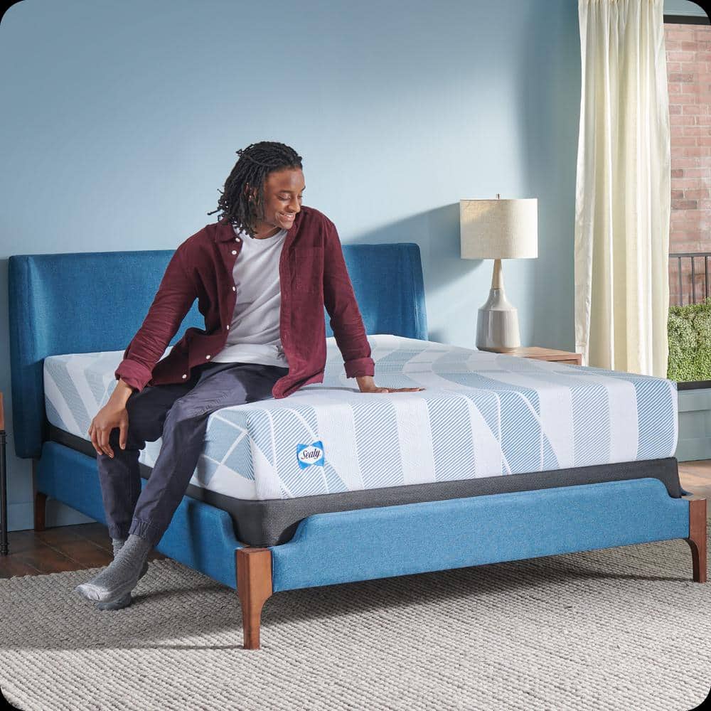 Full Size Blue and White Gel Memory Foam Mattress