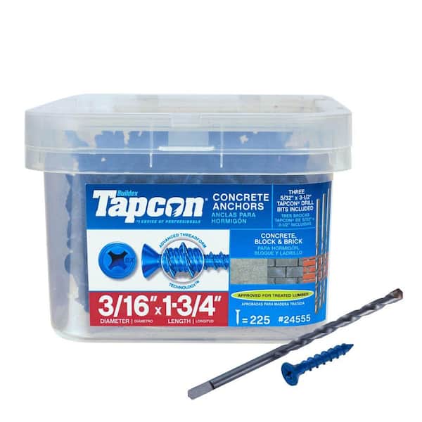 Tapcon 3/16 in. x 1-3/4 in. Phillips Flat-Head Concrete Anchors (225-Piece)