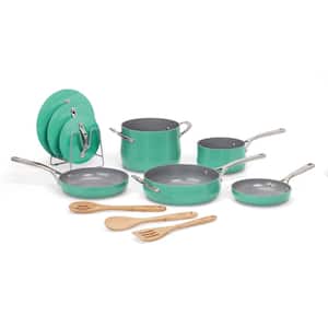12-Piece Culinary Collection Ceramic Cookware Set Teal