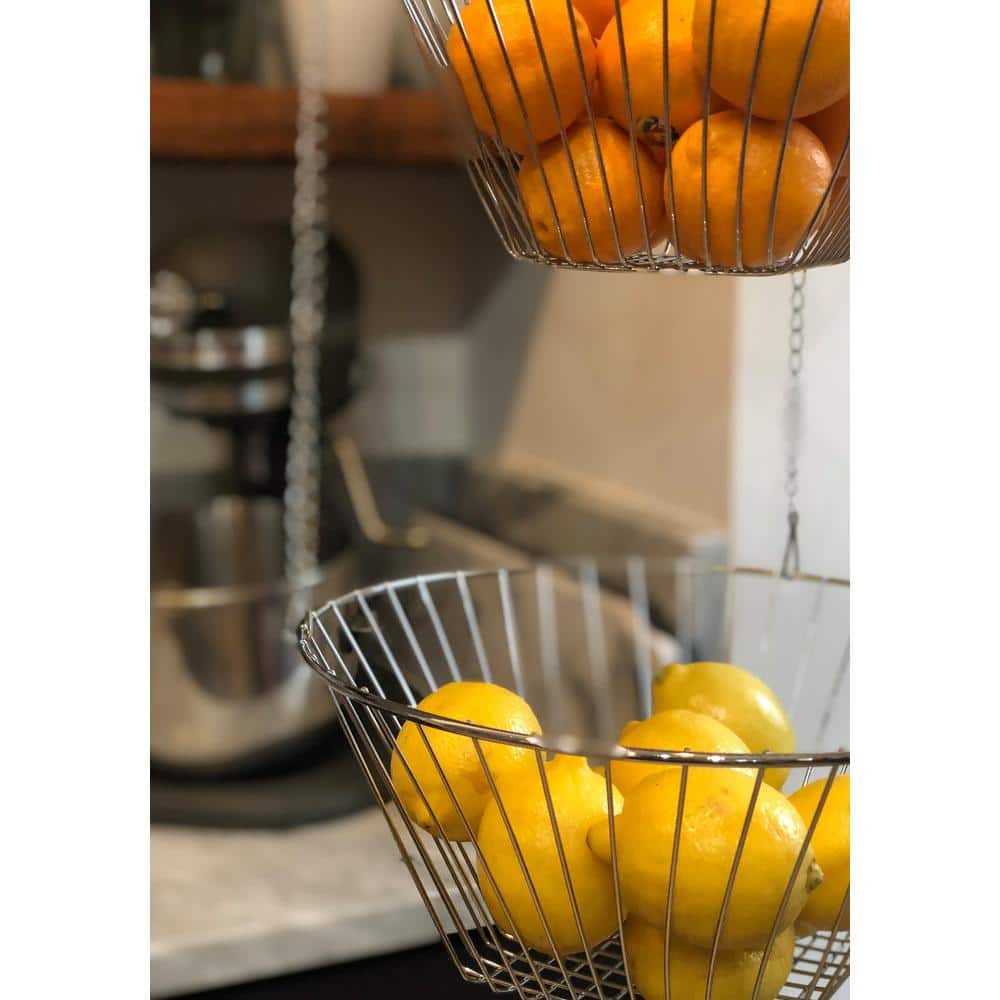 Chrome Three Tier Hanging Baskets for Kitchen Storage
