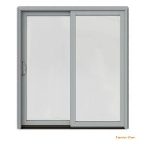 72 in. x 96 in. W-2500 Contemporary Silver Clad Wood Left-Hand Full Lite Sliding Patio Door w/Unfinished Interior