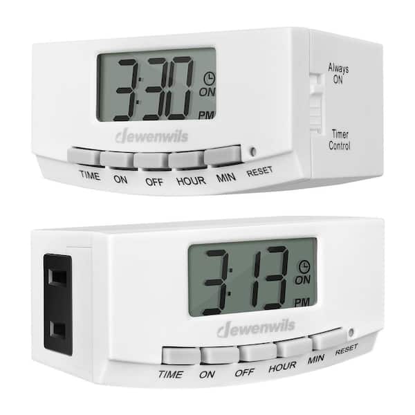 24-Hour Indoor Plug-in Digital Programmable Chronologic Timers for Electrical Outlets with 1-Polarized Plug, 2-Pack