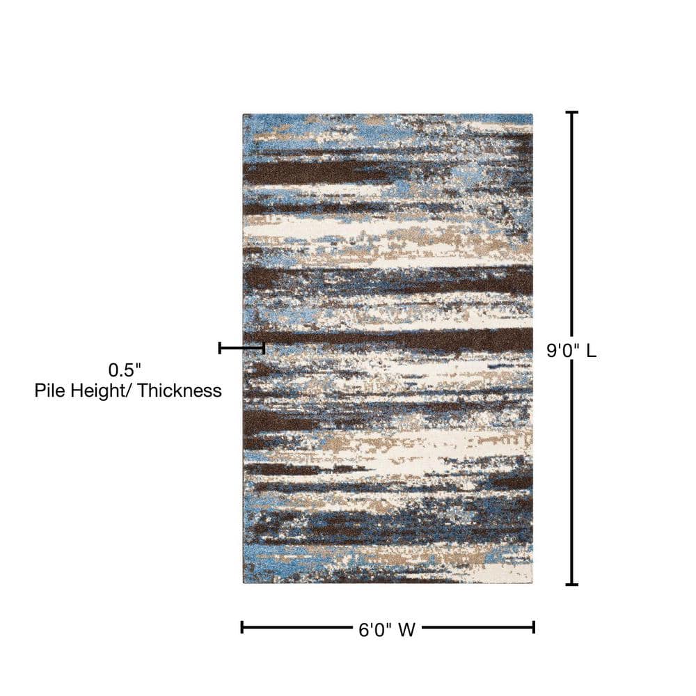 Abstract Multicolor Shag Synthetic Area Rug 6' x 9'