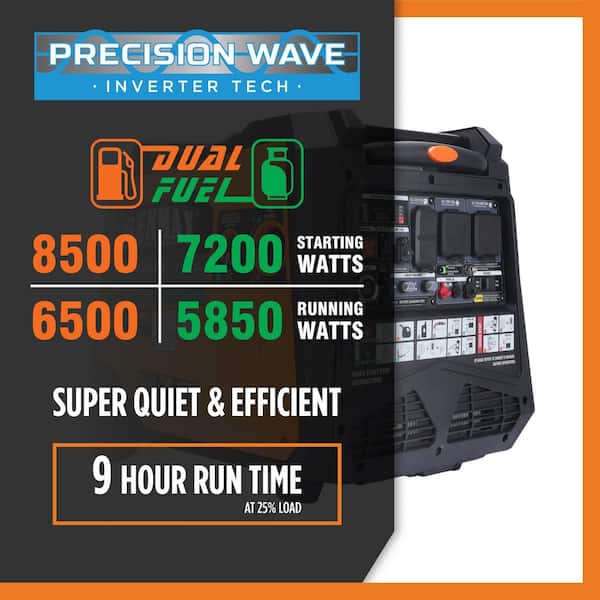 8500-Watt Remote Start Gasoline Propane Inverter Generator with 312cc OHV Engine