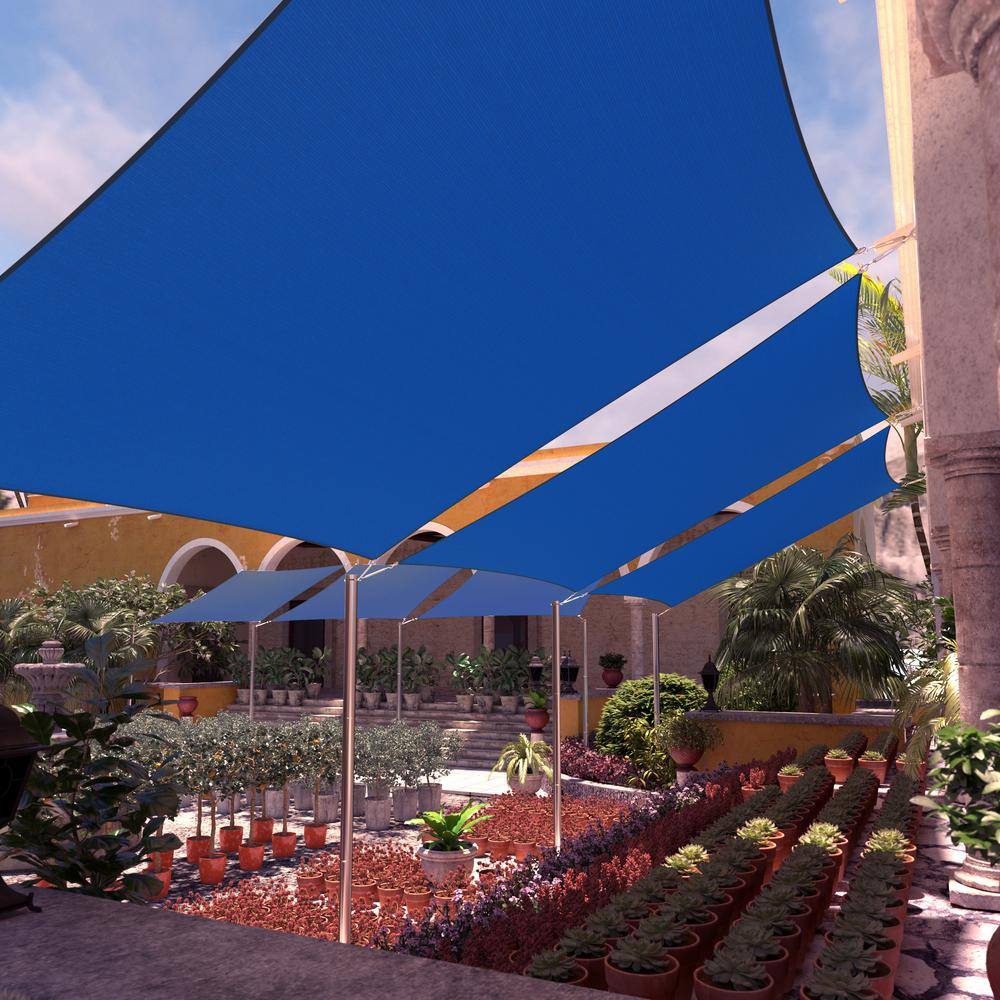 Blue 12' x 20' HDPE Rectangle Sun Shade Sail Canopy