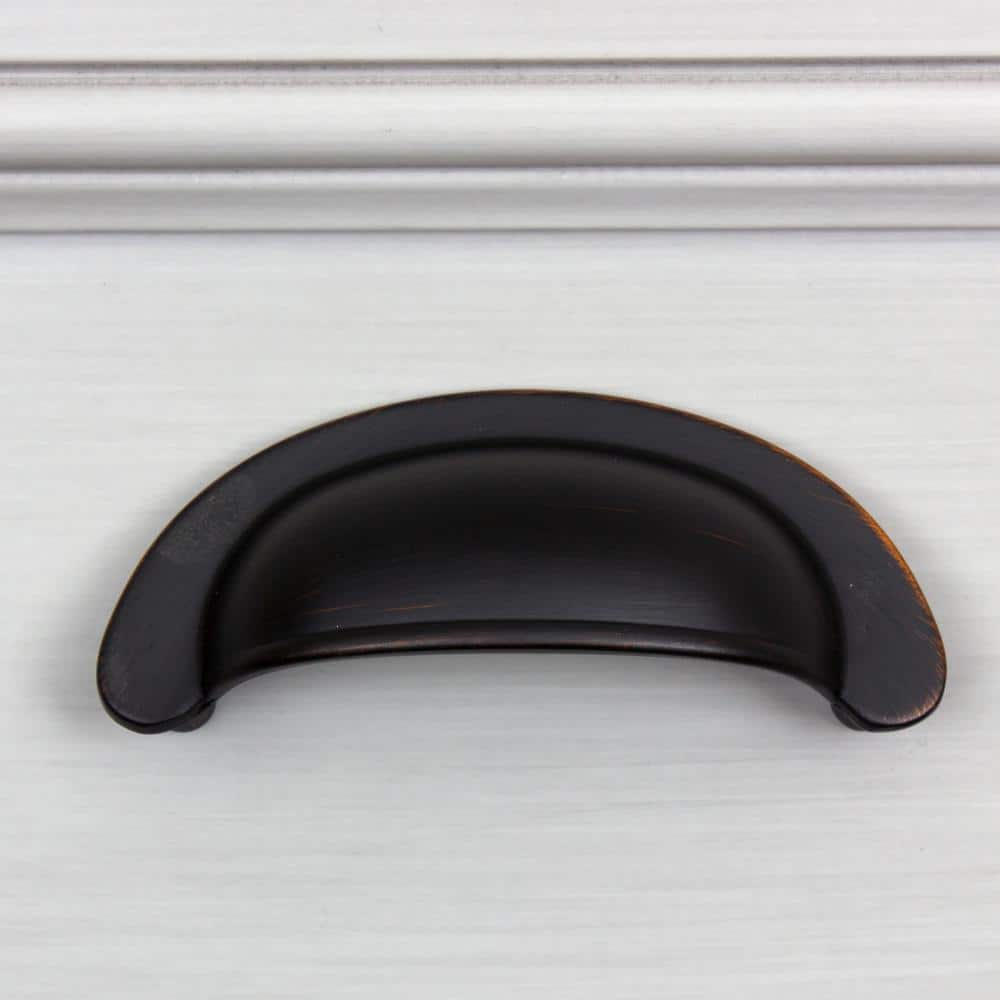 Oil Rubbed Bronze Traditional Cup Pull with Mounting Hardware