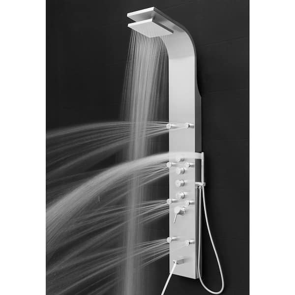 AKDY 65 in. 8-Jet Shower Panel System in Stainless Steel with 