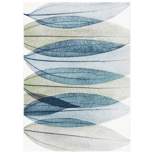 Hollywood 2 ft. x 4 ft. Ivory/Blue/Green Abstract Geometric Area Rug