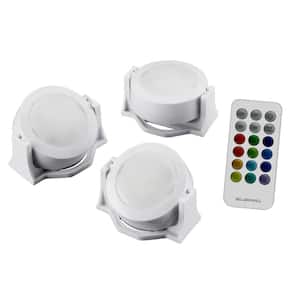 Color Changing Swivel Base 13 Color Options LED Cabinet Puck Lights (3-Pack) with Remote
