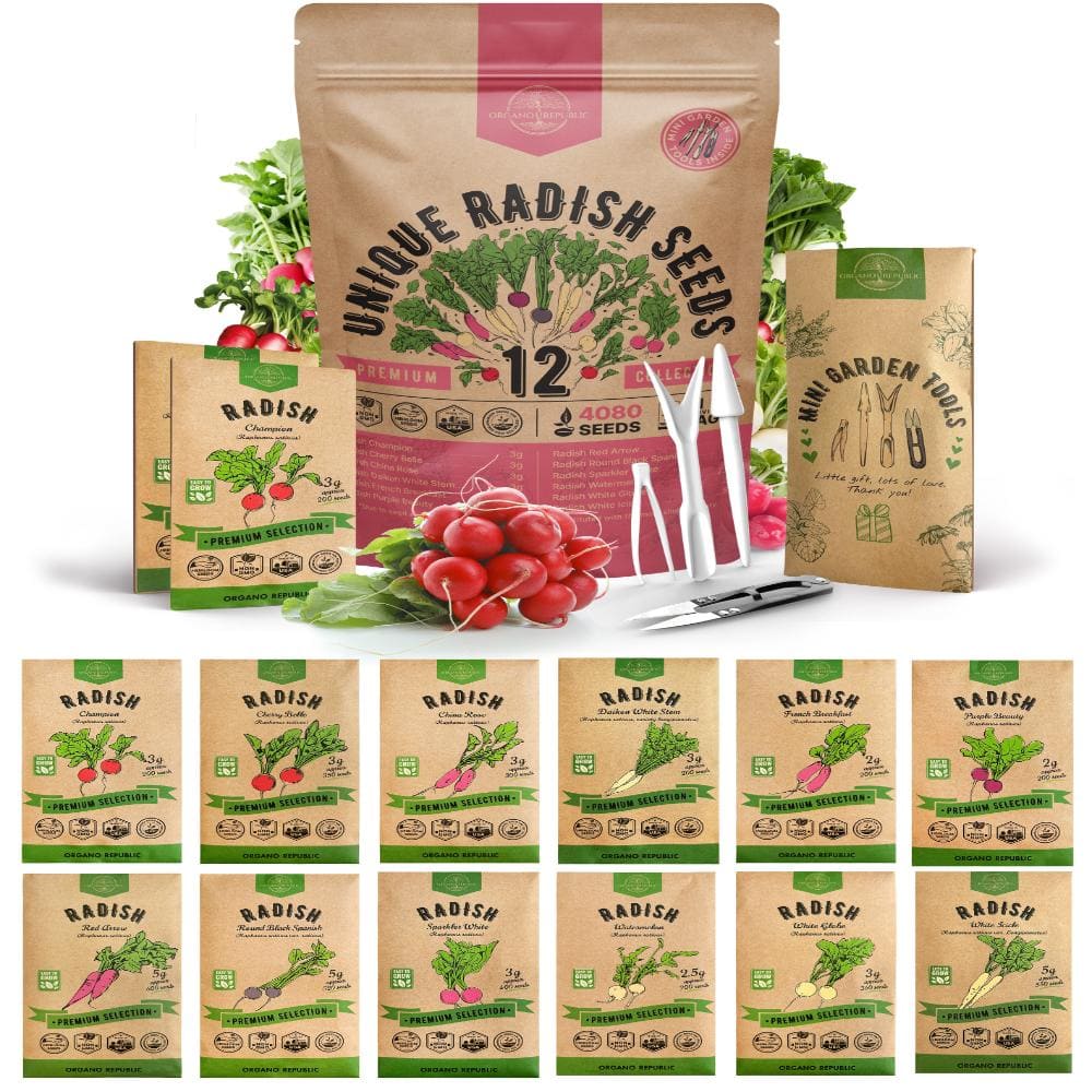 12 Unique Radish Seeds - 4,080+ Non-GMO Heirloom Seeds for Planting Radishes in Individual Seed Packets price history on PriceWatchPro
