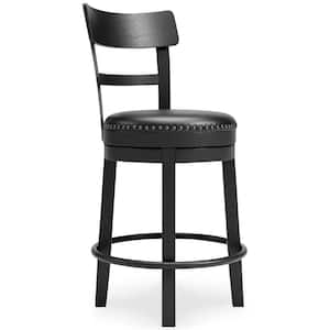 32.25 in. Black Low Back Wood Frame Barstool with Leatherette Seat