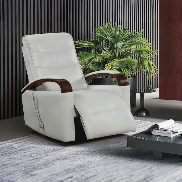 Lyric Smoke Color Faux Leather Manual Swivel Glider Recliner